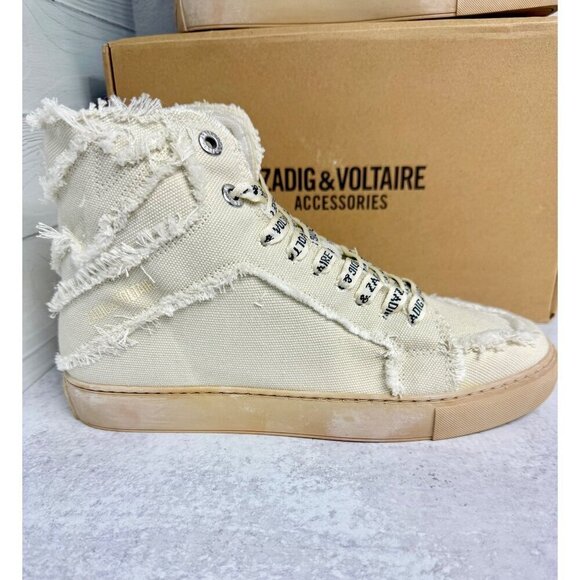 Zadig & Voltaire Sneakers Womens High Top Distressed Size FR 40, US 10 - Picture 2 of 8